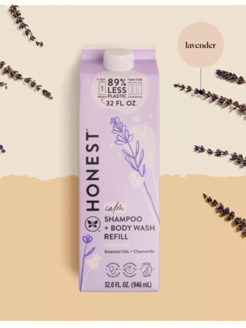The Honest Company Calm Shampoo + Body Wash Refill, Lavender - 32 oz